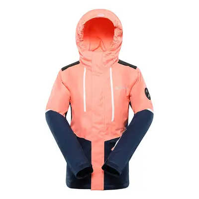 Children's ski jacket with ptx membrane ALPINE PRO ZARIBO neon salmon