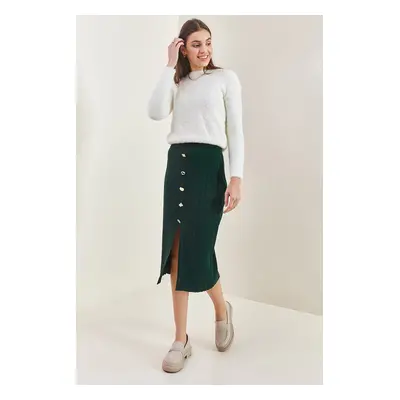 Bianco Lucci Women's Buttoned Knitwear Skirt