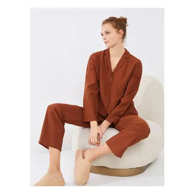 LC Waikiki Shirt Collar Plain Long Sleeve Women's Pajama Set