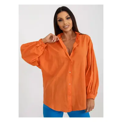 Orange oversized shirt with puff sleeves