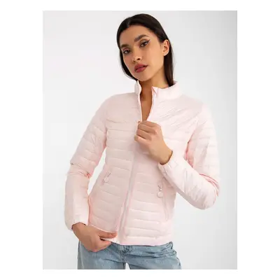 Light pink transitional quilted jacket without hood