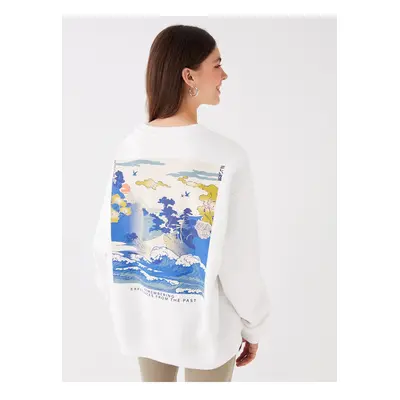 LC Waikiki Crew Neck Printed Long Sleeve Oversize Women's Sweatshirt