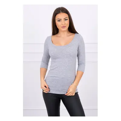 Blouse with round neckline gray melange