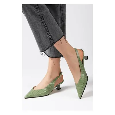 Mio Gusto Nancy Green Color Open Back Short Heeled Shoes