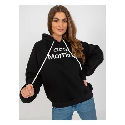 Black oversized hoodie with slogan