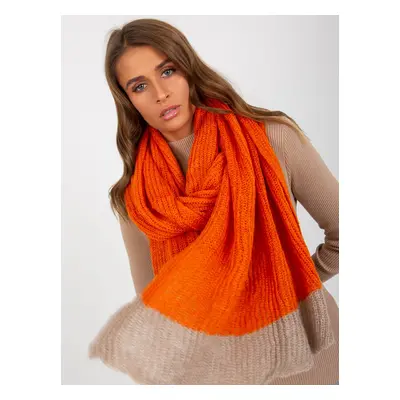 Orange and beige two-tone knitted scarf