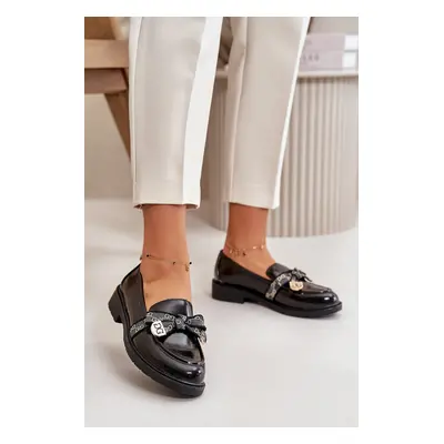 Patent leather women's moccasins with bow S.Barski