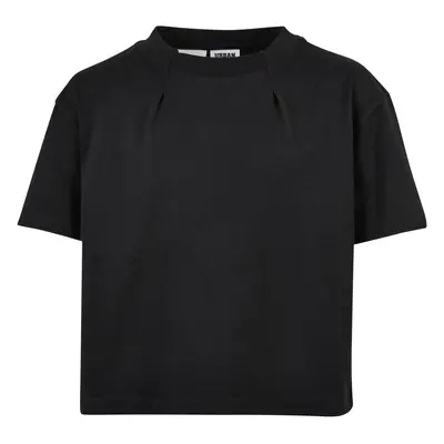 Girls' Organic Oversized Pleated T-Shirt Black