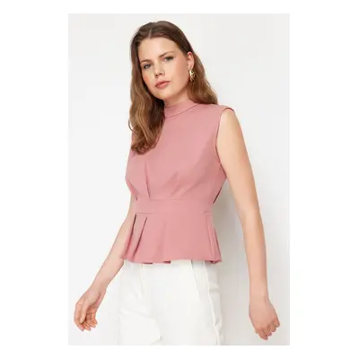 Trendyol Pale Pink Woven Crew Neck Sleeveless Blouse