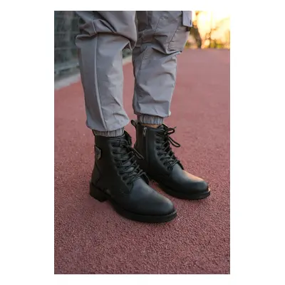 Riccon Black Men's Zipper Biker Boots