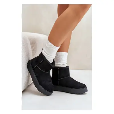 Women's platform snow boots made of eco suede black Atteria