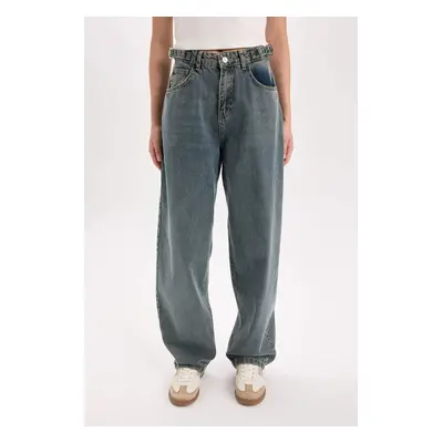 DEFACTO Baggy Fit High Waist Long Jeans Washed Pants