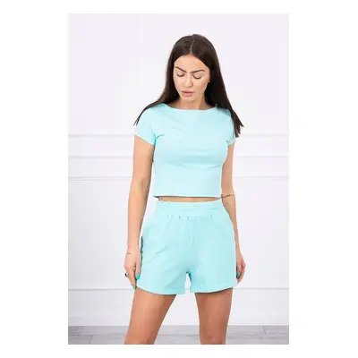 Cotton set with mint shorts