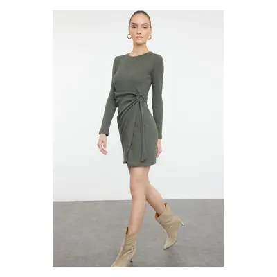 Trendyol Khaki Fitted Flexible Mini Knitted Dress