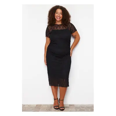 Trendyol Curve Black Lace Midi Knitted Dress