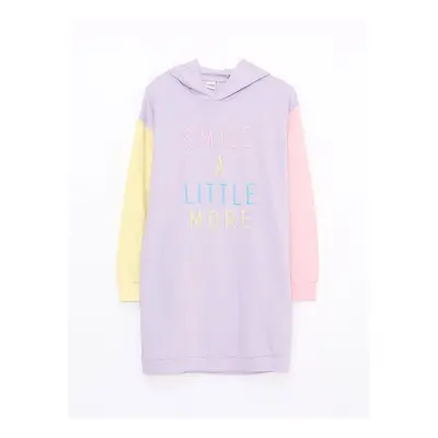 LC Waikiki Lcw Kids Hooded Embroidery Long Sleeve Girls Dress