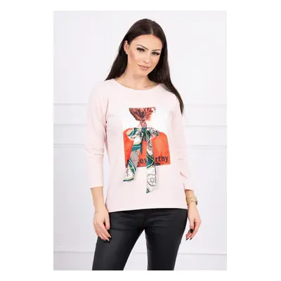 Blouse with 3D graphics Remarkable powder pink