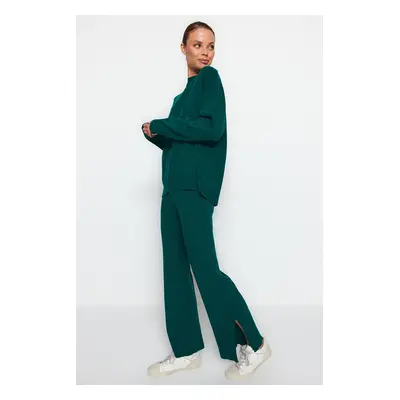 Trendyol Emerald Green Wide Pattern Knitwear Bottom-Top Set