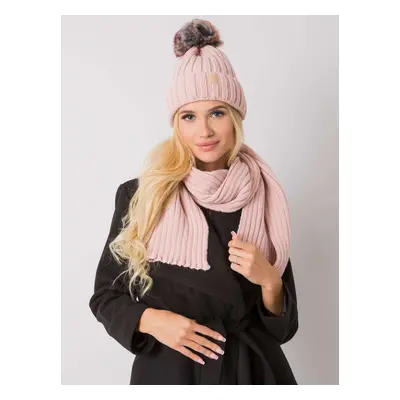 RUE PARIS Light pink set, winter hat and scarf