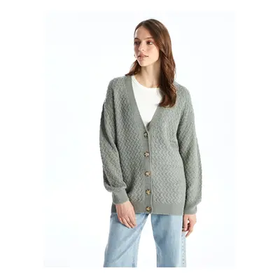 LC Waikiki LCWAIKIKI Basic V Neck Women's Patterned Long Sleeve Knitwear Cardigan