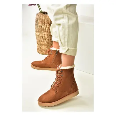 Fox Shoes Tan Women's Boots with Suede and Sheepskin