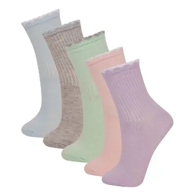 DEFACTO Girls 5-Pack Cotton Long Socks