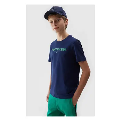 Boys' T-shirt with 4F print - navy blue