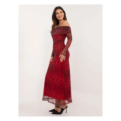 Red and black Spanish maxi dress with leopard print