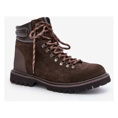 Suede insulated ankle boots trappers men's Big Star Hi-Poly System brown