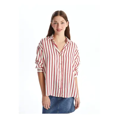 LC Waikiki Lcw Striped Long Sleeve Oversize Satin Women's Shirt