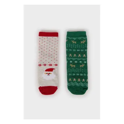 DEFACTO Baby Boy Christmas Themed Seamless 2-Pack Cotton Long Socks