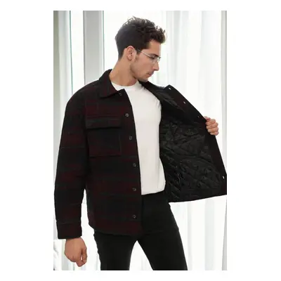 26796 Dewberry Checked Quilted Mens Jacket-BORDEAUX