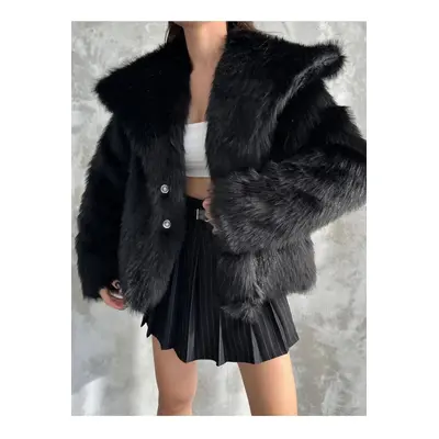 27505 Dewberry Faux Fur Jacket-BLACK