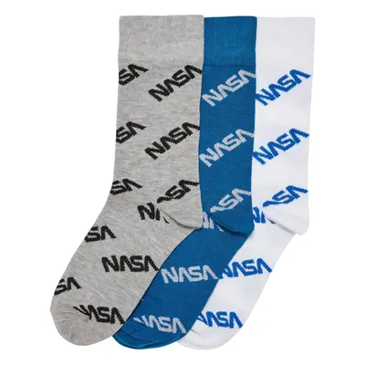 NASA Full-Length Kids Socks, Pack, Bright Blue/Grey/White