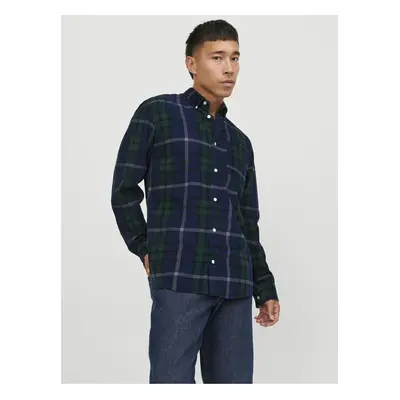 Dark Blue Men's Plaid Shirt Jack & Jones Brook - Men's