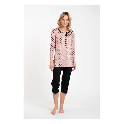 Pajamas Marit 3/4 sleeve, 3/4 legs - print/black