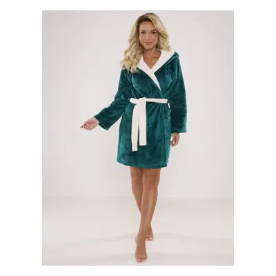 Bathrobe De Lafense Soraya short S-XL women's green-ecri