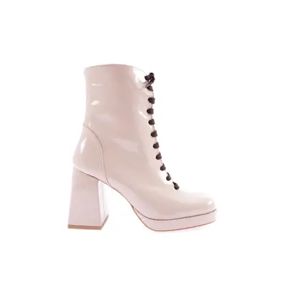 DGN Front Lace-Up Round Toe Women's Heeled Boots.