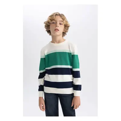 DEFACTO Boy's Crew Neck Knitwear Striped Knitwear Sweater