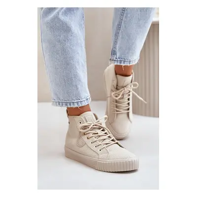 Insulated corduroy sneakers women's Big Star Hi-Poly system beige