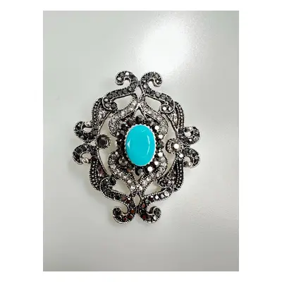 Brooch XZ459-107 silver + blue