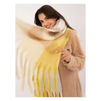 Yellow and beige long women's scarf