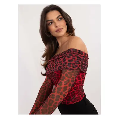 Red and black Spanish blouse with leopard print