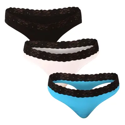 3PACK women's Styx thong with lace multicolor