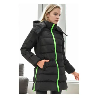 Z6770 DEWBERRY WOMEN'S COAT-BLACK-GREEN-2