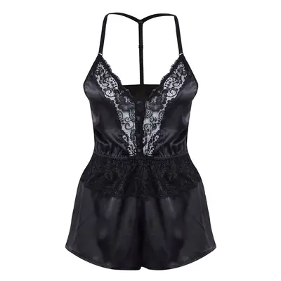 Trendyol Black Satin Lace Rope Strap Fantasy Nightgown