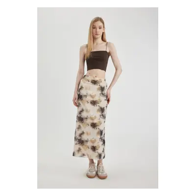 DEFACTO Cool Tie-dye Patterned Tulle Elastic Waist Maxi Skirt