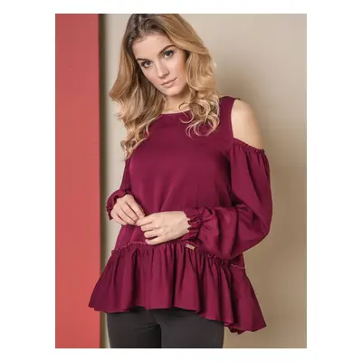 Blouse ONE revealing shoulders burgundy