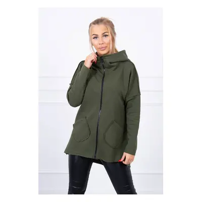 Insulated sweatshirt with a longer back and khaki-coloured pockets