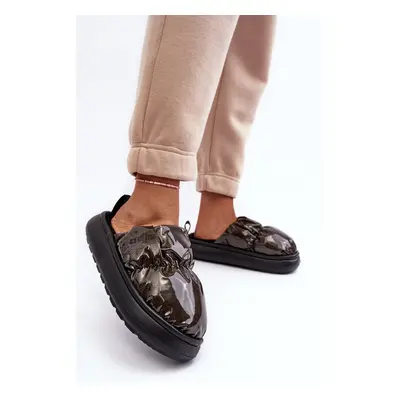 Shiny women's slippers Black Big Star